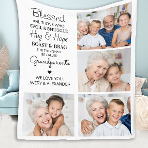 Blessed Grandparents Personalised Photo Collage Fleece Blanket
