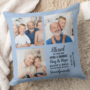 Blessed Grandparents Poem Modern Custom 3 Photo Cushion