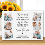 Blessed Grandparents Quote Photo Collage Plaque<br><div class="desc">Celebrate your grandparents with a custom photo collage plaque. This unique grandparents quote plaque is the perfect gift whether its a birthday, Grandparents day or Christmas. We hope your special keepsake grandparent gift will become a treasured keepsake for years to come. . Quote " Blessed are those who Spoil &...</div>