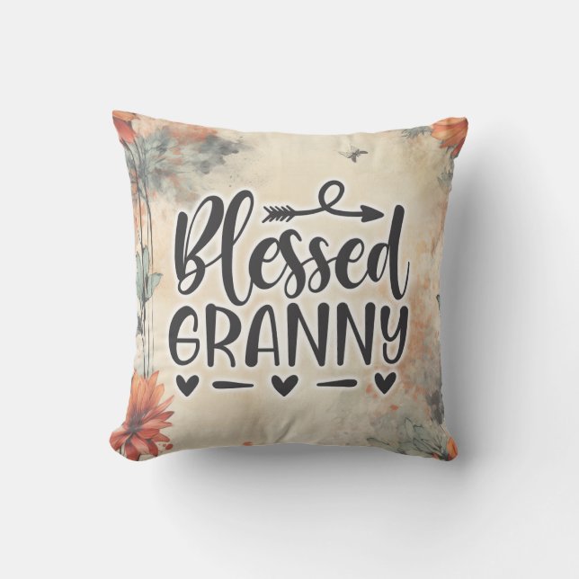 Blessed Granny Garden Floral  Cushion (Front)