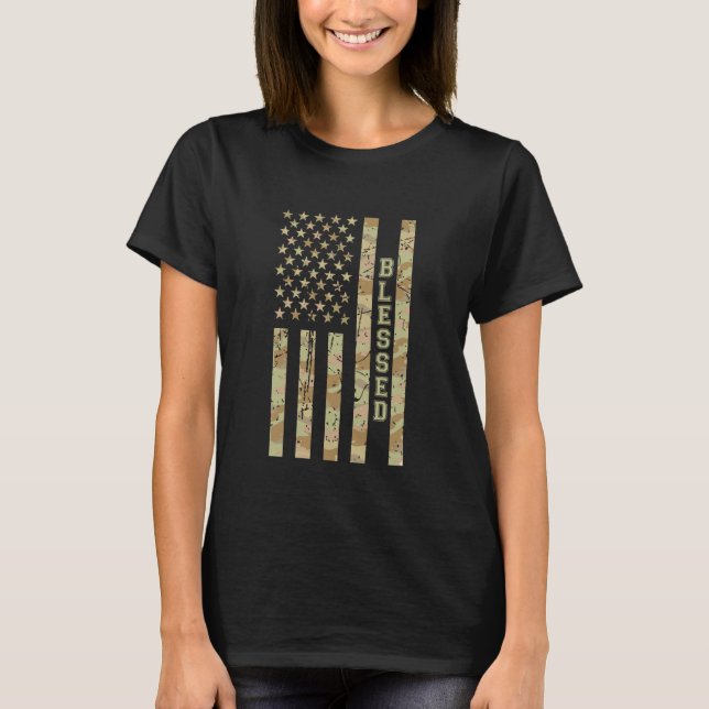 Blessed Grateful Thankful Desert Camo Distressed A T-Shirt (Front)