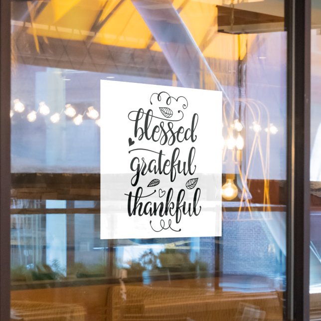 blessed grateful thankful Window Cling (blessed grateful thankful Window Cling)