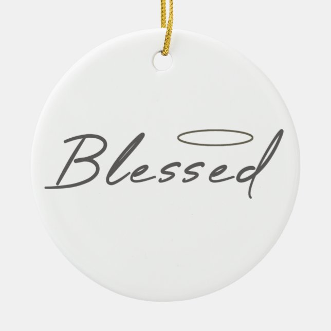 Blessed Halo Religious Design For Christian Gift Ceramic Tree Decoration (Front)