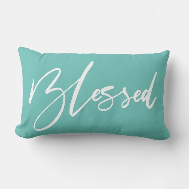 Blessed Handwritten Typography Lumbar Cushion (Front)
