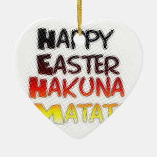 Blessed Happy Easter Hakuna Matata Holiday Season Ceramic Tree Decoration