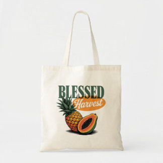 Blessed Harvest Pineapple Papaya Retro Tee Tote Bag