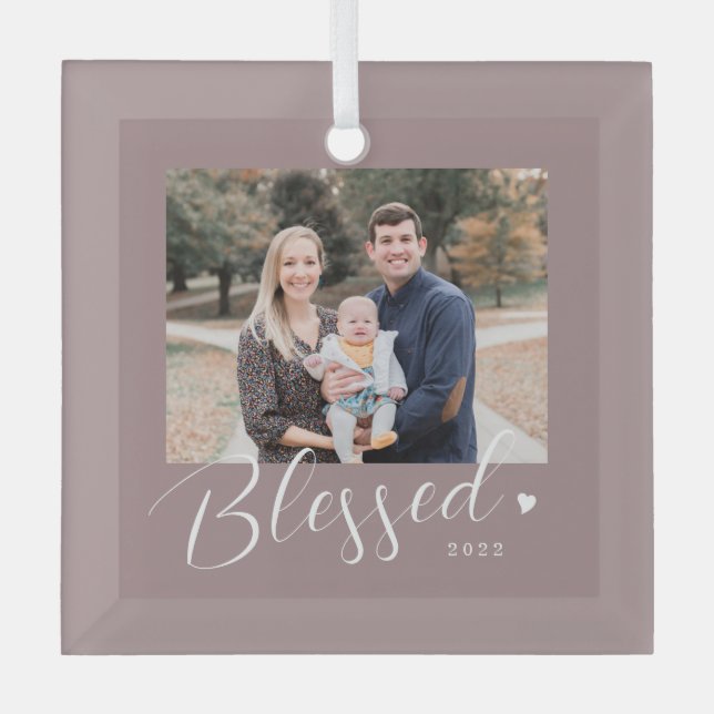 Blessed Heart Editable Colour Christmas Ornament (Front)