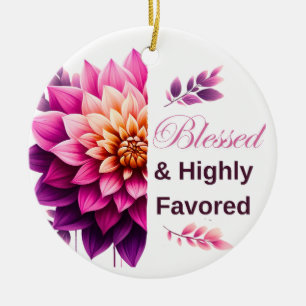 Blessed &Highly Favored Ceramic Tree Decoration