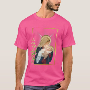 Blessed Holy Virgin Mary With Child Jesus Rosary C T-Shirt