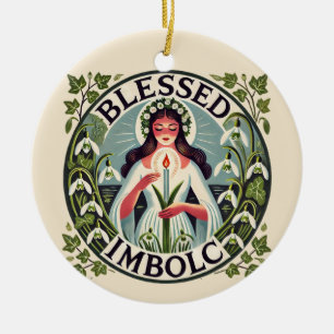Blessed Imbolc Ceramic Tree Decoration