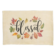 Blessed In Black Calligraphy And Autumn Leaves