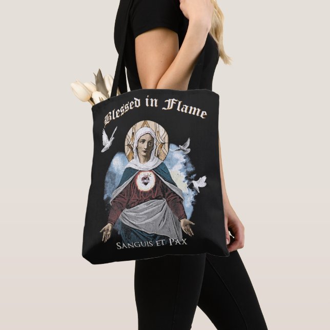 Blessed in Flame - Gothic Design Tote Bag (Close Up)
