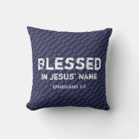 BLESSED IN JESUS' NAME Christian Scripture Blue