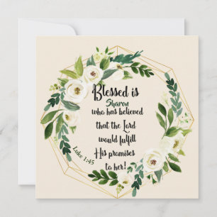Blessed is she who believed Name Christian Card