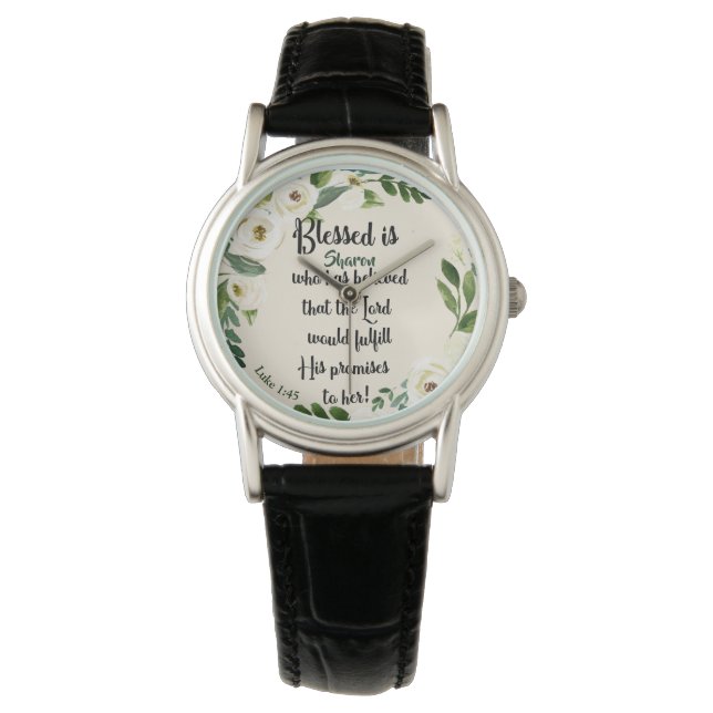 Blessed Is She Who Believed Name Christian  Watch (Front)