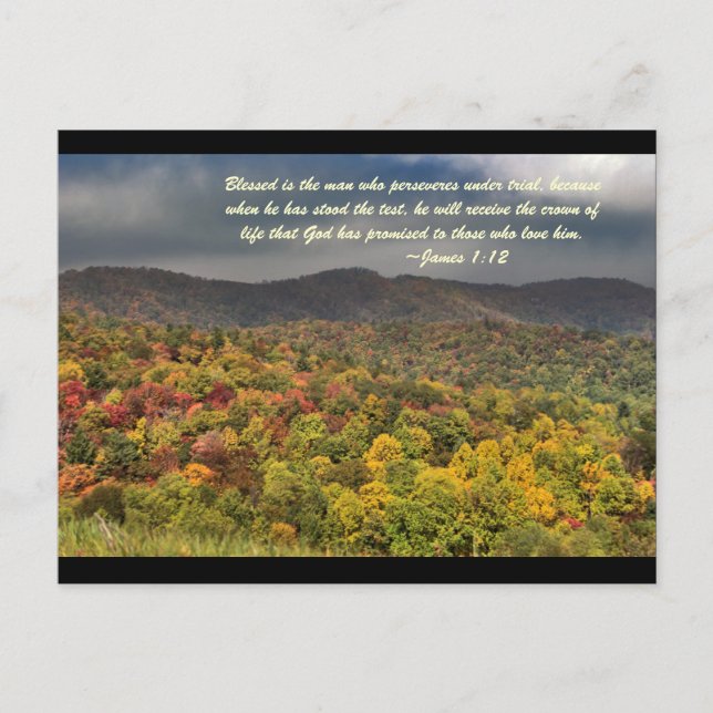 Blessed is the man who perseveres under trial, bec postcard (Front)