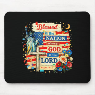 Blessed is the nation god is lord patriotic faith mouse pad