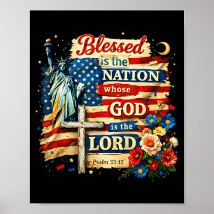 Blessed is the nation god is lord patriotic faith poster