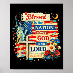 Blessed is the nation god is lord patriotic faith poster