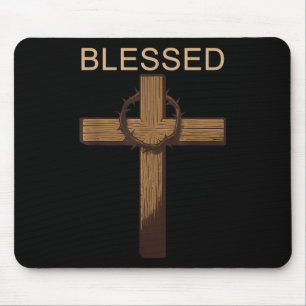 Blessed Jesus Christian Cross God Faith Bible Reli Mouse Pad