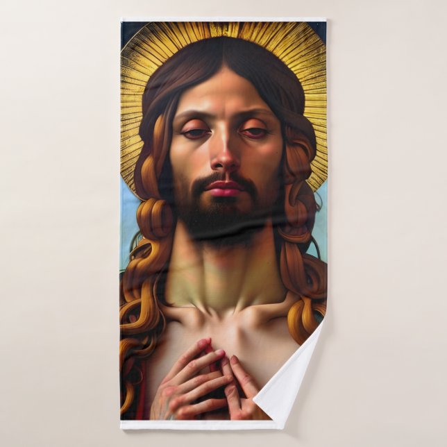 Blessed Jesus Virgin Mary and Angel Bath Towel Set (Bath Towel)