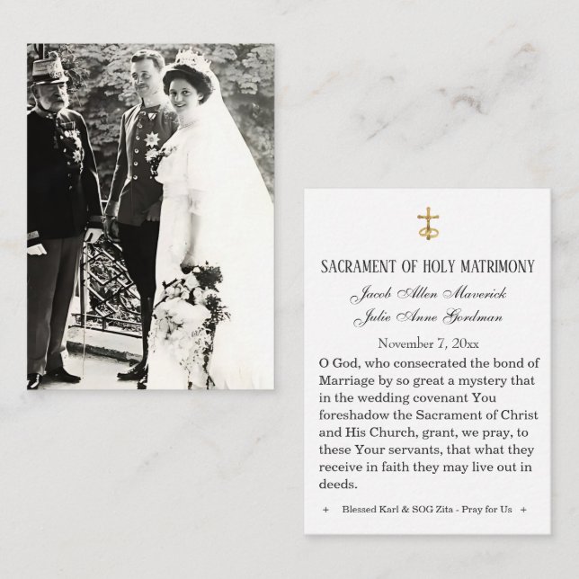 Blessed Karl & Zita Wedding Holy Card (Front/Back)