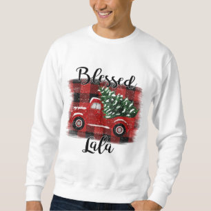 Blessed Lala Red Truck Vintage Christmas Tree Sweatshirt