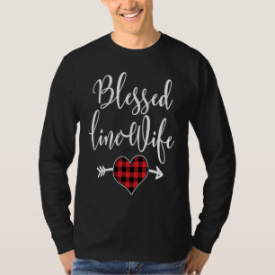 Blessed Linewife Buffalo Plaid Heart Linemans Wife T-Shirt