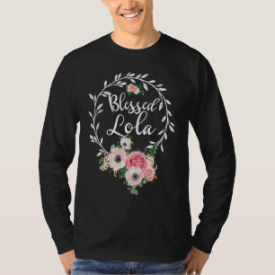 Blessed Lola  For Women Flower Decor Grandma T-Shirt