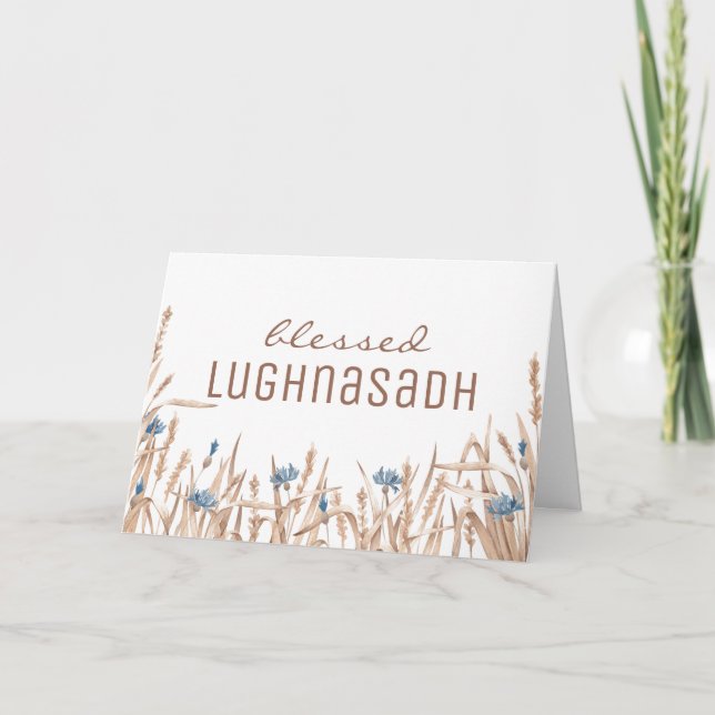 Blessed Lughnasadh Dried Flower Field Wiccan Holiday Card (Front)