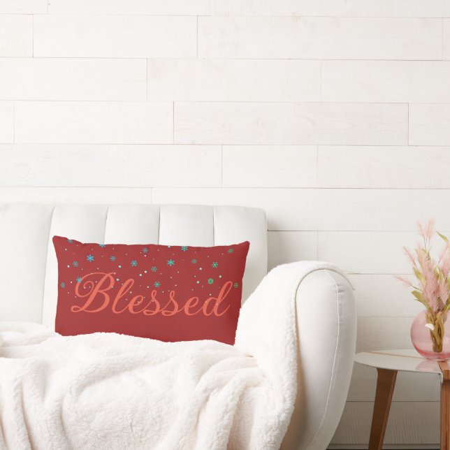 Blessed Lumbar Pillow, Farmhouse Decor Rustic  Cushion (Couch)