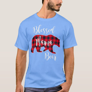 Blessed Mama Bear Buffalo Check Plaid Pattern Mum T-Shirt