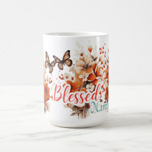 Blessed Mama Floral Butterfly Coffee Mug
