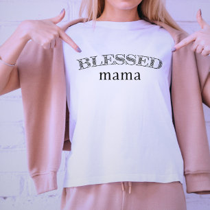 Blessed Mama Floral Lettering Women’s Shirt