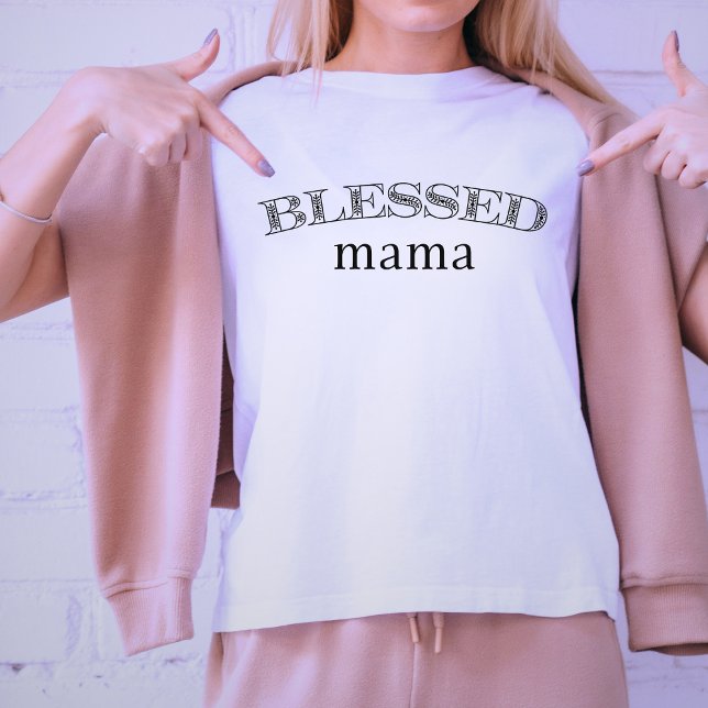 Blessed Mama Floral Lettering Women’s Shirt (Creator Uploaded)
