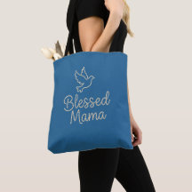 Blessed Mama Pearl Script Dove Glamourous Tote Bag
