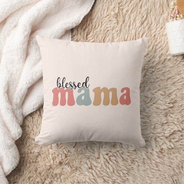 Blessed Mama Retro Mother's Day  Cushion (Blanket)