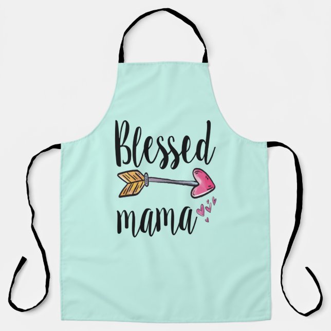 Blessed Mama with Arrow Mint Green Christian Apron (Front)