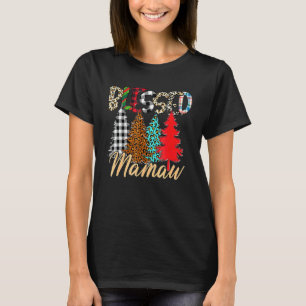 Blessed Mamaw Leopard Plaid Christmas Tree Family T-Shirt