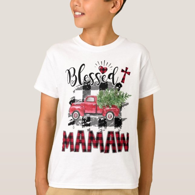 Blessed Mamaw Red-plaid Christmas T-Shirt (Front)