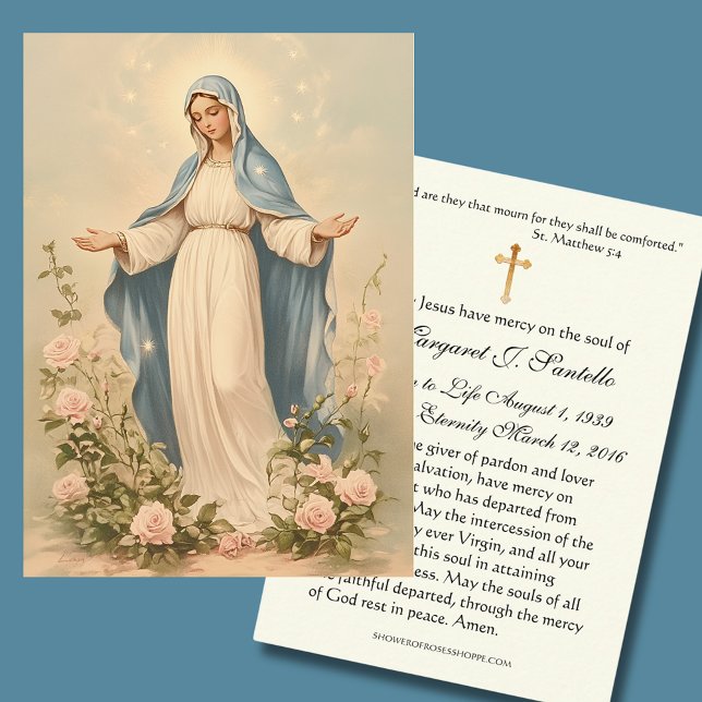 Blessed Mary Catholic Funeral Memorial Holy Card - (Creator Uploaded)