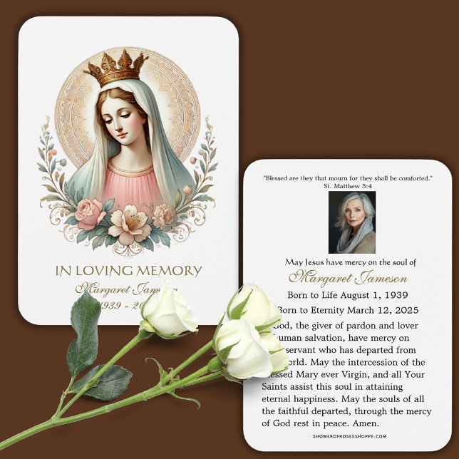 Blessed Mary Catholic Funeral Memorial Holy Card - (Creator Uploaded)