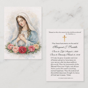 Blessed Mary Catholic Funeral Memorial Holy Card -