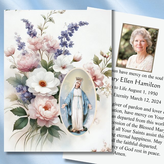 Blessed Mary Funeral Catholic Memorial Prayer Card (Creator Uploaded)