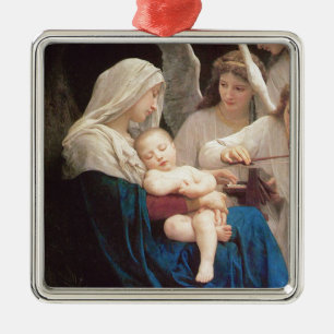 Blessed Mary Holding Jesus with Angels Metal Tree Decoration