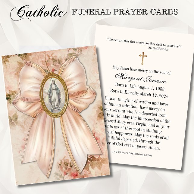 Blessed Mary Peach Funeral Memorial Holy Card - (Creator Uploaded)