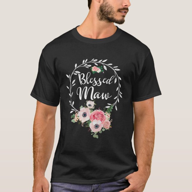 Blessed Maw  For Women Flower Decor Grandma T-Shirt (Front)