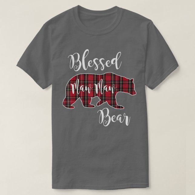 Blessed Maw Maw Bear Red Tartan Plaid Pattern Mama T-Shirt (Design Front)