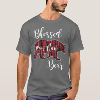 Blessed Maw Maw Bear Red Tartan Plaid Pattern Mama T-Shirt