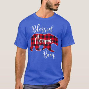Blessed Meema Bear Red Buffalo Check Plaid Fun Gra T-Shirt